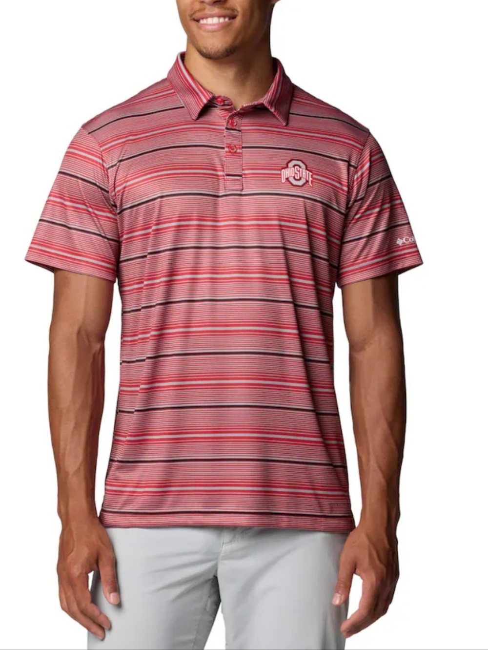 NWT Columbia PFG Men's Ohio State Buckeyes Polo Shirt Omni-Shade Size L